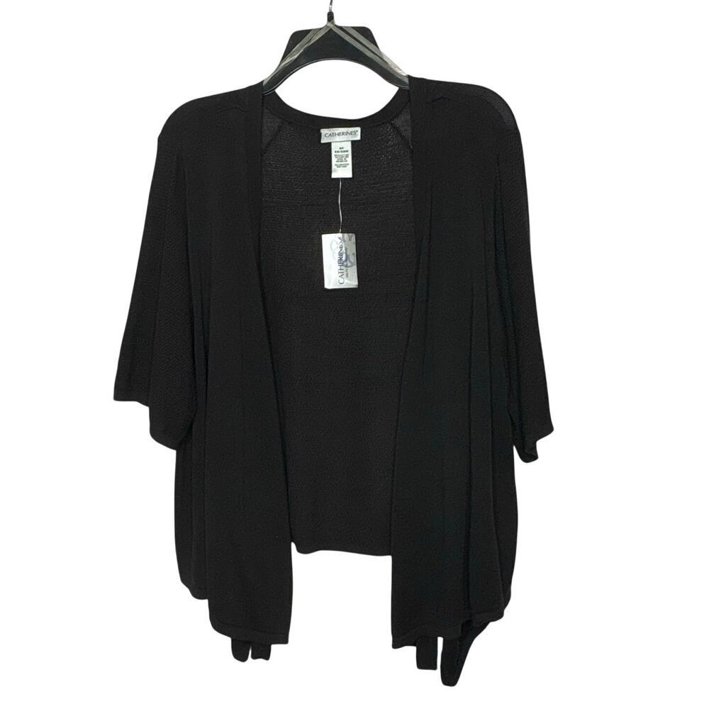 Catherines Black Light Open Office Career Cotton Blend Sweater Cardigan 3X New